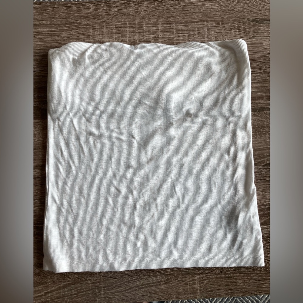 Aerie white cotton ribbed tube top built in bra